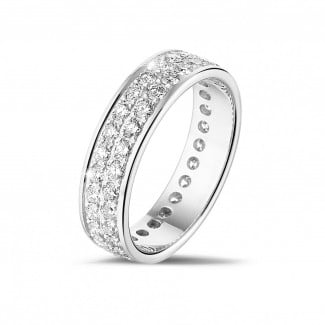 金鑽石婚戒 - 1.15克拉白金密鑲兩行鑽石戒指