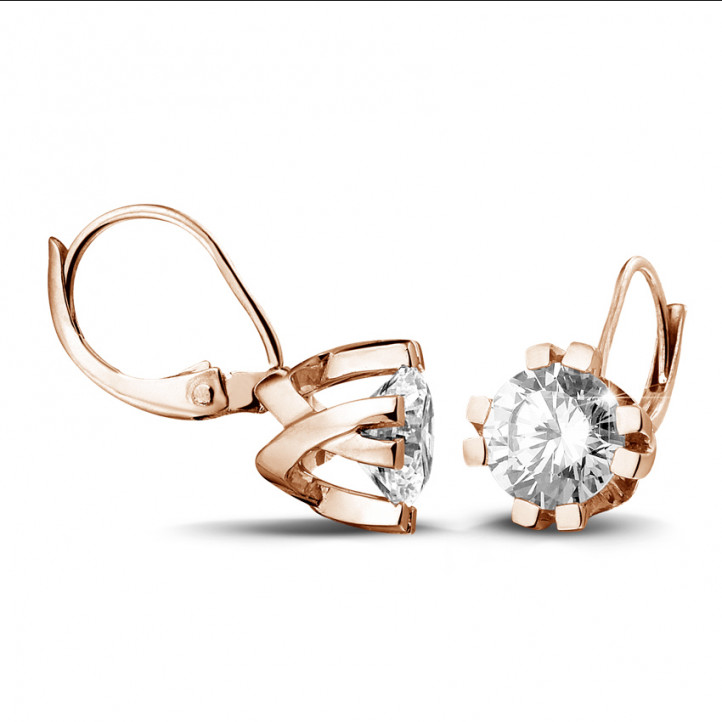 設計系列2.50克拉8爪玫瑰金鑽石耳環