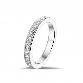 創意婚戒 - 0.25克拉鑲鑽白金永恆戒指 ( 半環鑲鑽)