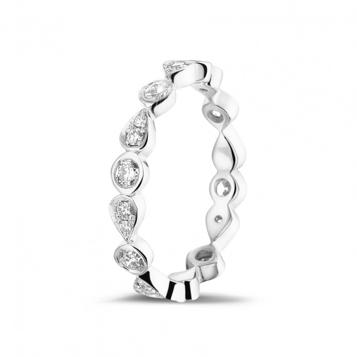 0.50克拉可疊戴白金鑽石永恆戒指 - 梨形設計