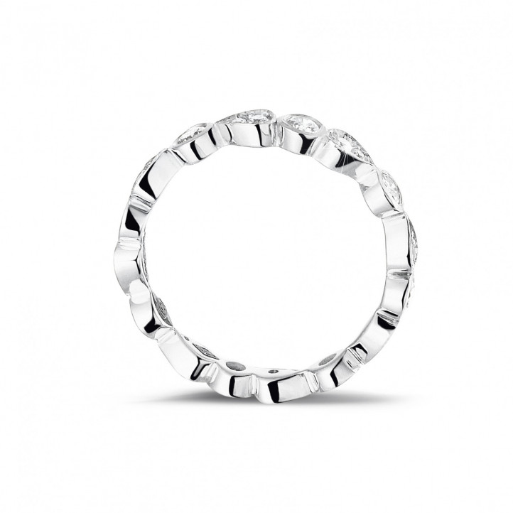0.50克拉可疊戴白金鑽石永恆戒指 - 梨形設計