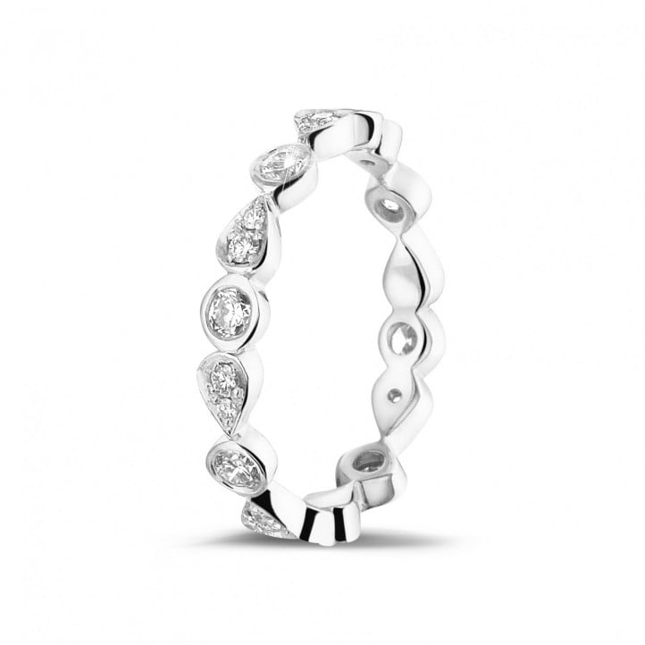 0.50克拉可疊戴鉑金鑽石永恆戒指 - 梨形設計