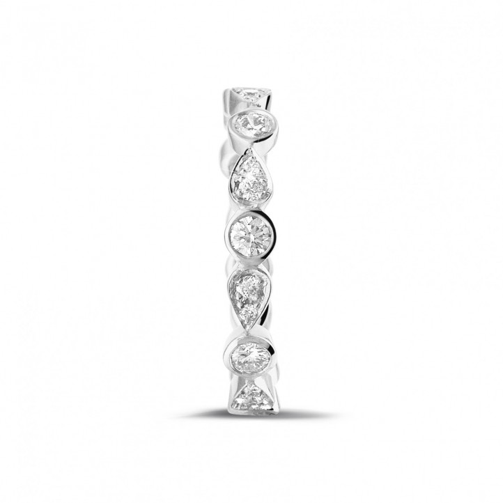 0.50克拉可疊戴鉑金鑽石永恆戒指 - 梨形設計