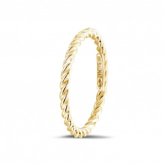 鑽石結婚戒指 - 可疊戴螺旋黃金戒指
