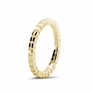 鑽石結婚戒指 - 可疊戴黃金格子戒指