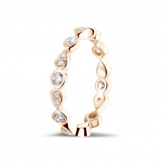 鑽石戒指 - 0.50克拉可疊戴玫瑰金鑽石永恆戒指 - 梨形設計