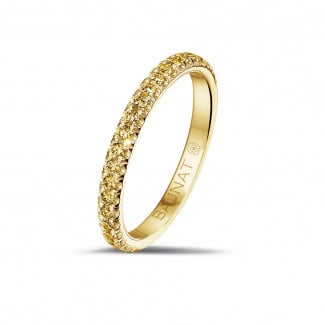 金戒指 - 0.35克拉黃金密鑲黃鑽婚戒(半環鑲鑽)