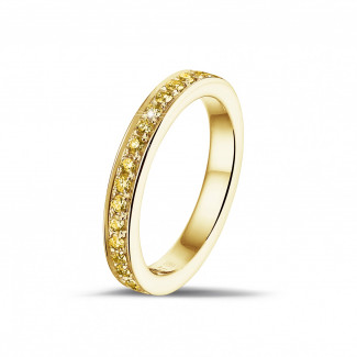 鑽石結婚戒指 - 0.25克拉鑲鑽黃金永恆戒指 (鑲嵌半圈黃鑽)