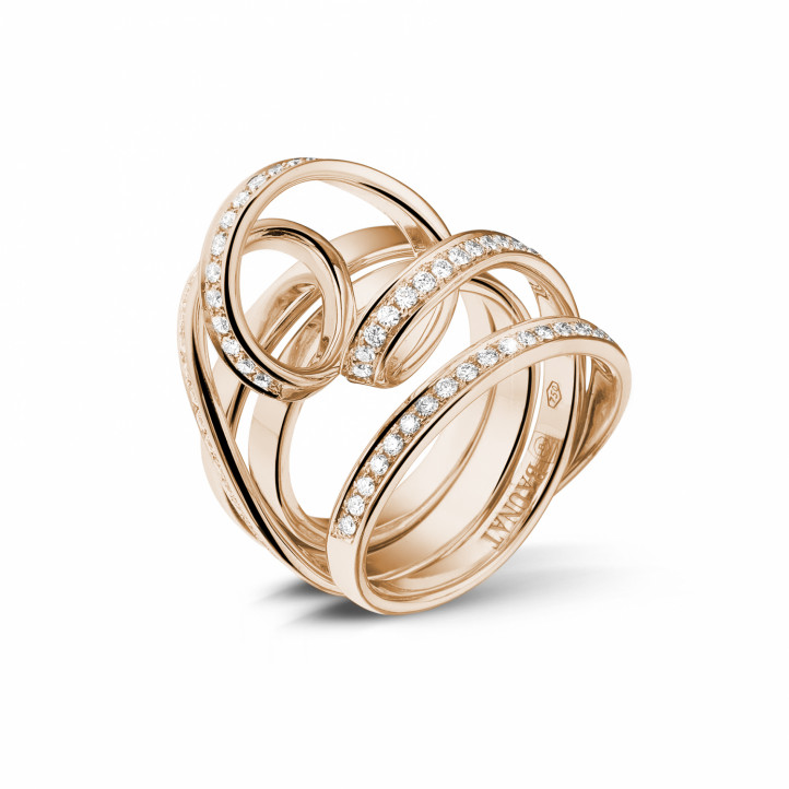 設計系列0.77克拉玫瑰金鑽石戒指