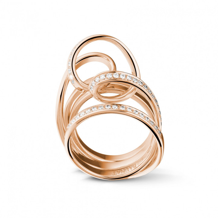 設計系列0.77克拉玫瑰金鑽石戒指
