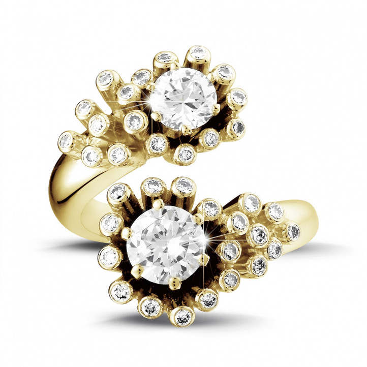 設計系列1.40克拉雙宿雙棲黃金鑽石戒指
