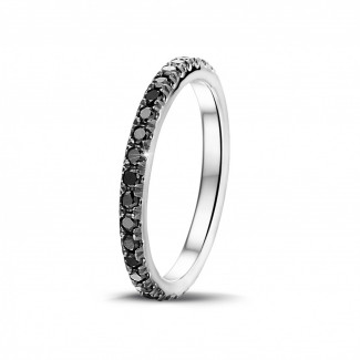 鑽石戒指 - 0.55克拉白金黑鑽婚戒