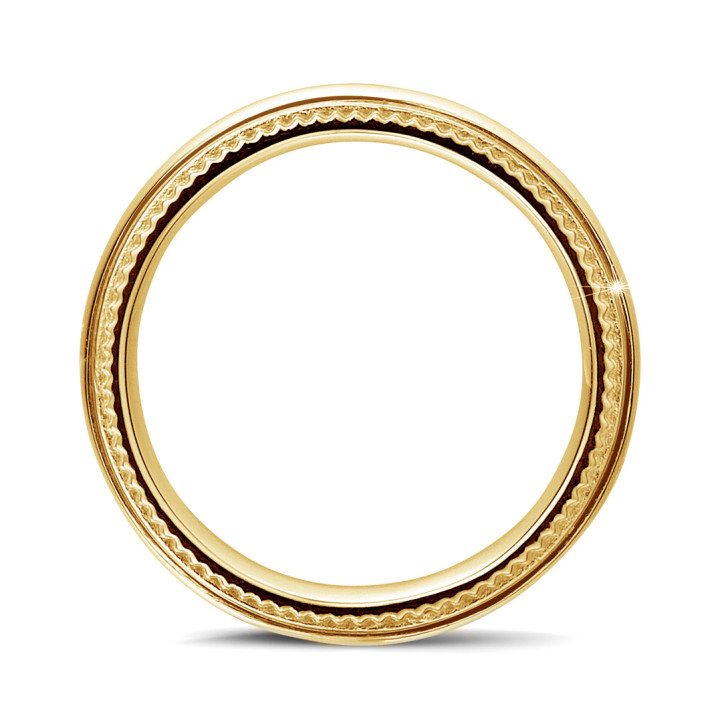 黃金戒指 寬度為6.00毫米，Milgrain紋邊