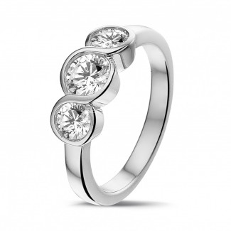 鑽石戒指 - 愛情三部曲0.95 克拉三鑽鉑金戒指