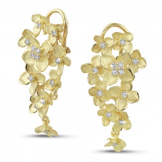 Flowers - 設計系列0.70克拉花之戀黃金鑽石耳環