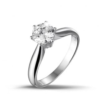 鑽石戒指 - 1.00克拉白金戒指，鑲有品質上乘的圓鑽(D-IF-EX-None 熒光度-GIA 證書)
