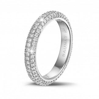 鑽石結婚戒指 - 0.85克拉白金密鑲鑽石戒指
