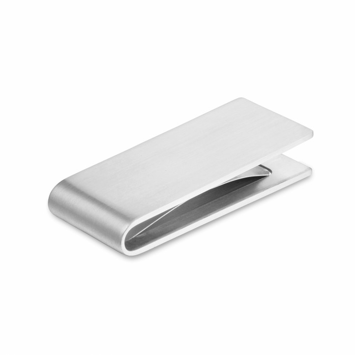 Matted white golden money clip with spring