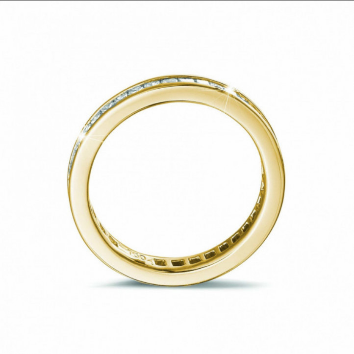 Mr Kahlmeyer - 0.90 carat eternity ring (full set) in yellow gold with small princess diamonds (filled up + engraved)