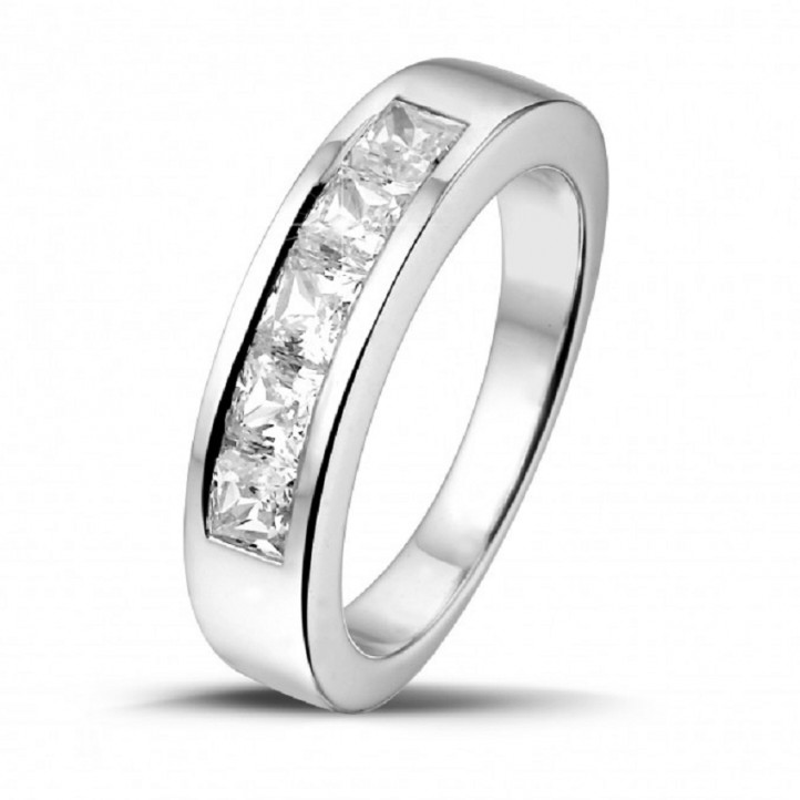 Price quoation no. 1 - Mr. Marien - 2 x 1.50 carat white golden eternity ring with princess diamonds