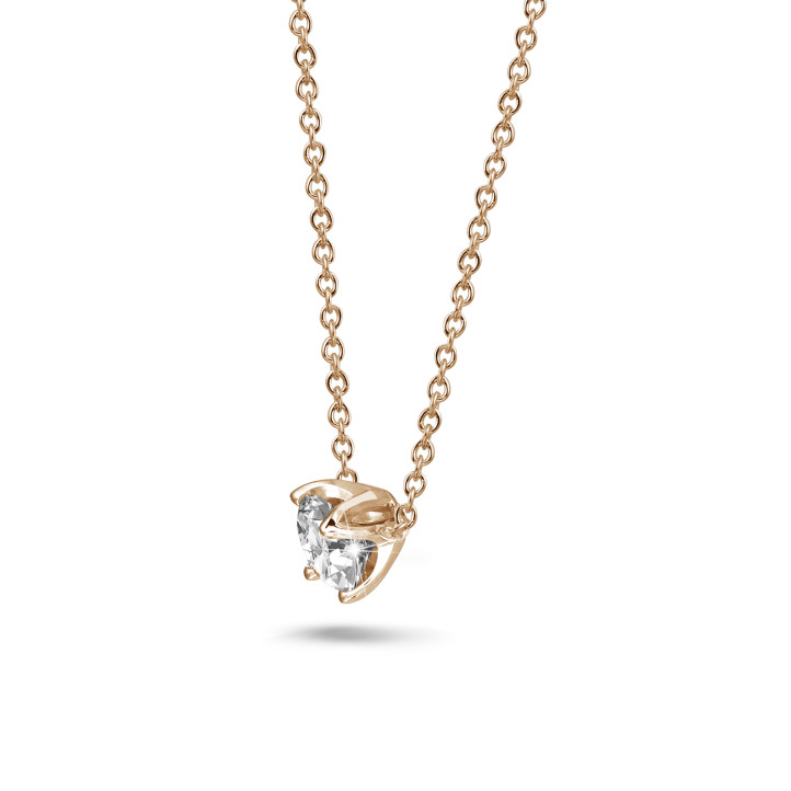 0.90 carat solitaire pendant in red gold with round diamond