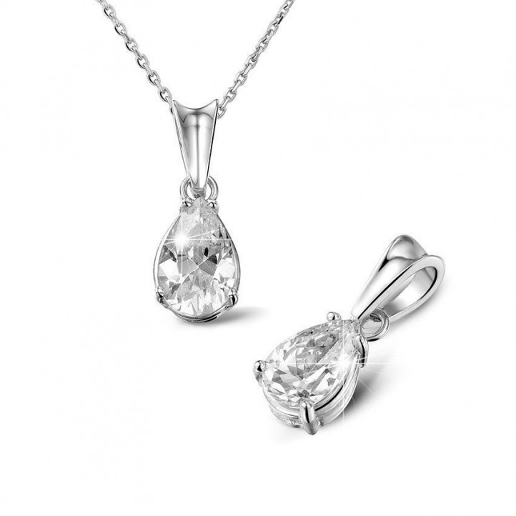 1.50 carat platinum solitaire pendant with pear shaped diamond