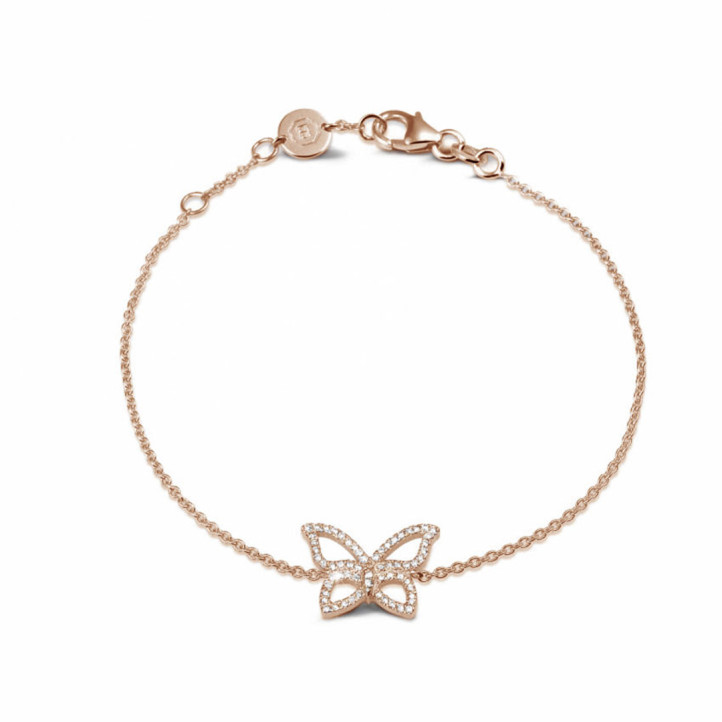 0.30 carat diamond design butterfly bracelet in red gold