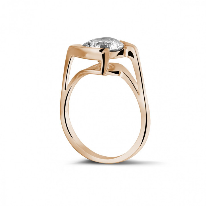 Anello con diamante solitario da 2,00 carati in oro rosso