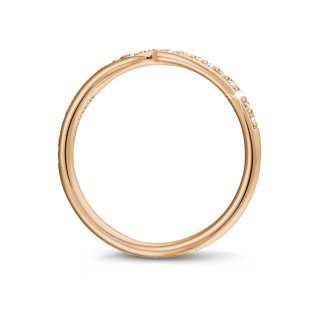 Fedi nuziali da donna - Anello eternity con diamanti curvi da 0,20 carati (mezzo set) in oro rosso