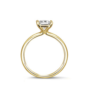 Anelli - Anello solitario da 1,50 carati con diamante princess in oro giallo
