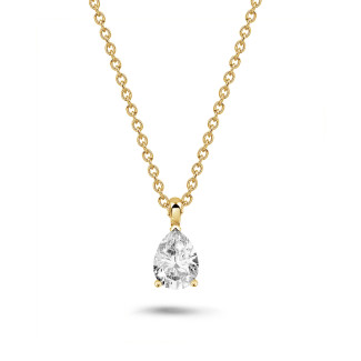 Collane - Pendente con diamante solitario da 1,00 carati con taglio a goccia in oro giallo
