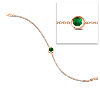 Bracciale Satellite in oro rosso con smeraldo rotondo