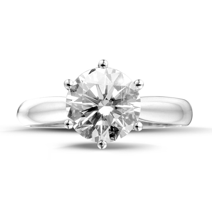 Anello solitario da 3,00 carati in oro bianco con diamante di eccezionale qualità (D-IF-EX-Nessuna fluorescenza-Certificato GIA)