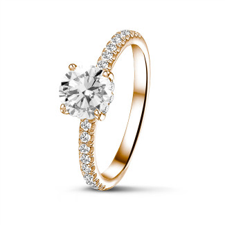 Fidanzamento - Anello solitario con diamante da 1,00 carati con halo nascosto in oro rosso
