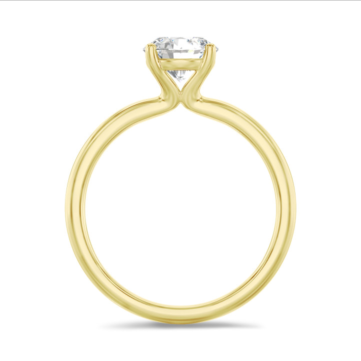 Anello solitario da 1,00 carati in oro giallo con diamante rotondo 