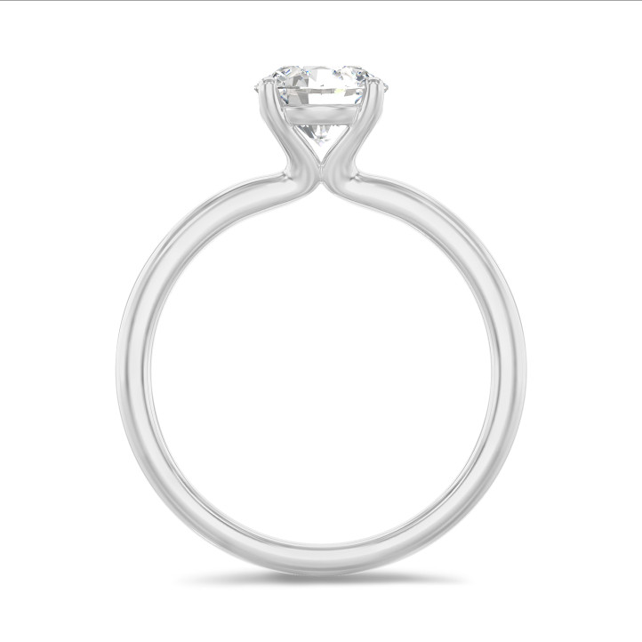 Anello solitario da 1,50 carati in oro bianco con diamante tondo 