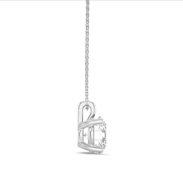 Pendente solitario da 1,00 carati in oro bianco con diamante rotondo 