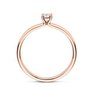 Gioielli con forme fantasia - Anello solitario da 0,15 ct con diamanti taglio cenere in oro rosso