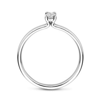 Anelli - Anello solitario da 0,15 ct con diamanti taglio smeraldo in oro bianco