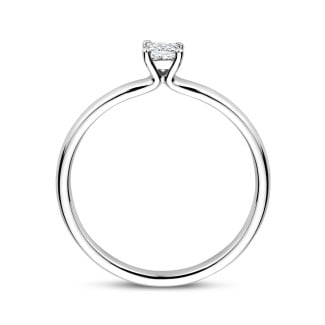 Anelli - Anello solitario da 0,15 carati con diamanti taglio princess in oro bianco