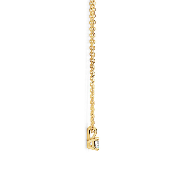 Pendente solitario da 0,15 ct con diamanti taglio ovale in oro giallo