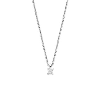 Collane - Pendente solitario da 0,15 ct con diamanti taglio princess in oro bianco