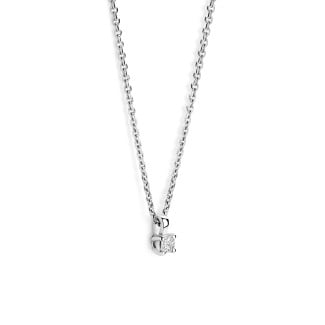 Nuovi arrivi - Pendente solitario da 0,15 ct, diamante taglio cuscino in oro bianco