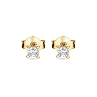 Orecchini - Orecchini solitari in oro giallo con diamante taglio Asscher da 0,30 carati