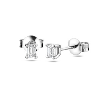 Orecchini - Orecchini solitari in oro bianco 30 carati con diamanti taglio smeraldo