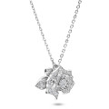 Pendente floreale con diamante da 0,50 carati in oro bianco