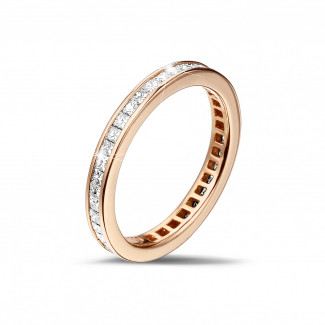 Fedi nuziali da donna - Anello eternity da 0,90 carati (set completo) in oro rosso con piccoli diamanti princess