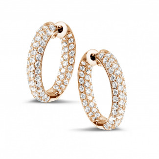 Orecchini - Orecchini creoli con diamanti da 2,15 carati in oro rosso