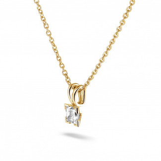 Collane - Pendente solitario da 1,00 carati in oro giallo con diamante princess