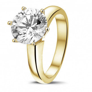 Fidanzamento - Anello solitario con diamante da 3,00 carati in oro giallo con sei griffe